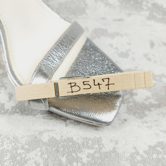 New Franco Sarto Silver Leather Ankle Strap Heeled Sandal B547 - Picture 11 of 11